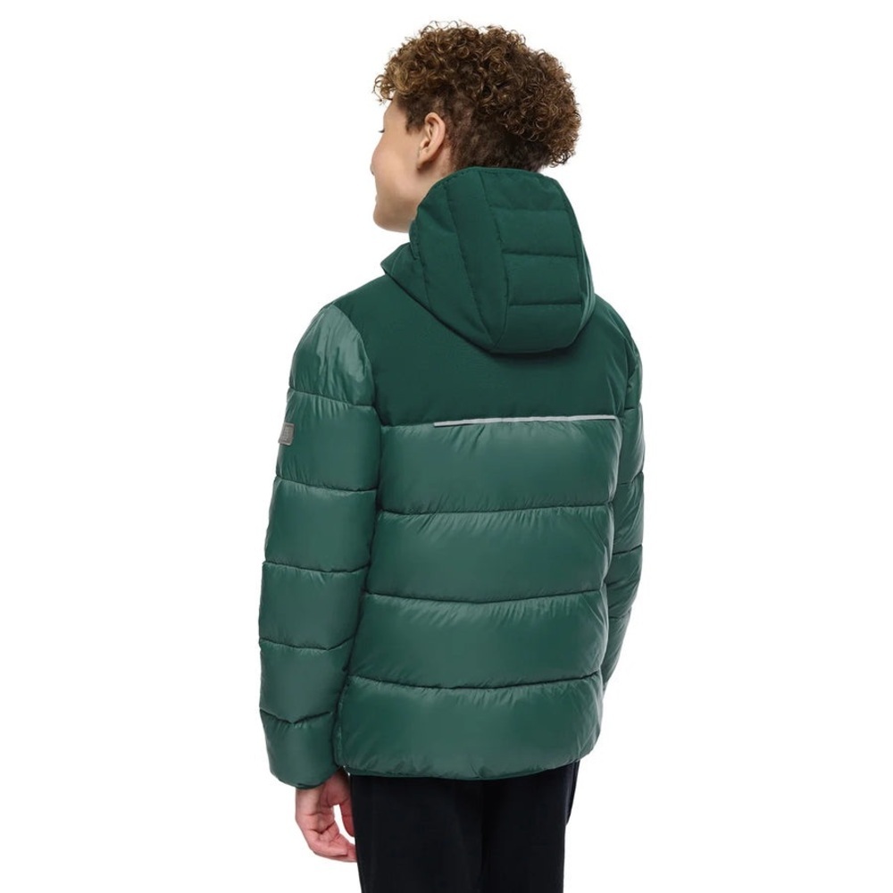 Kids Hooded Puffer Jacket - Dark Green - Picture 2 of 11